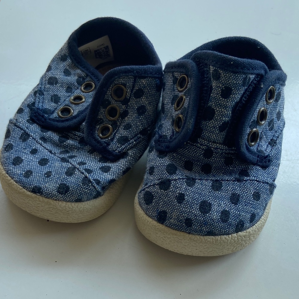 Toms Navy Polka Dot Kids Sneakers